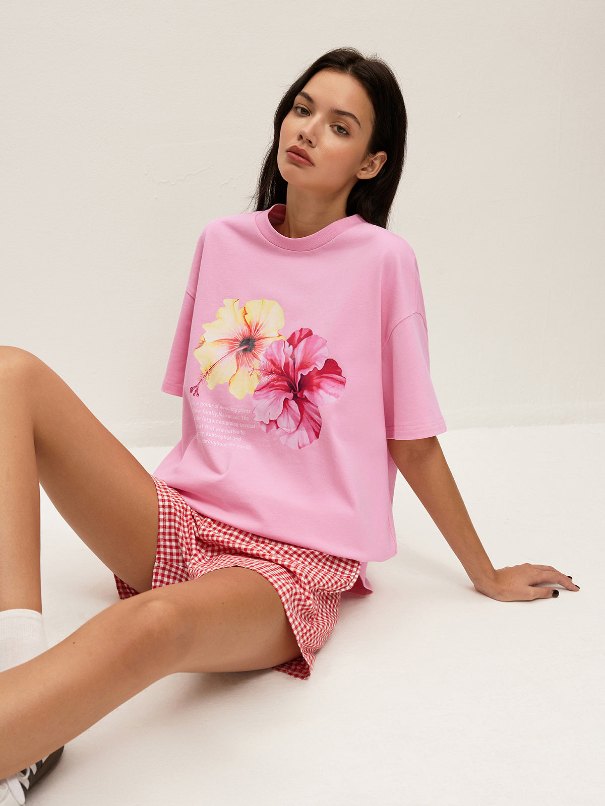 Cotton Floral Graphic Oversized T-Shirt