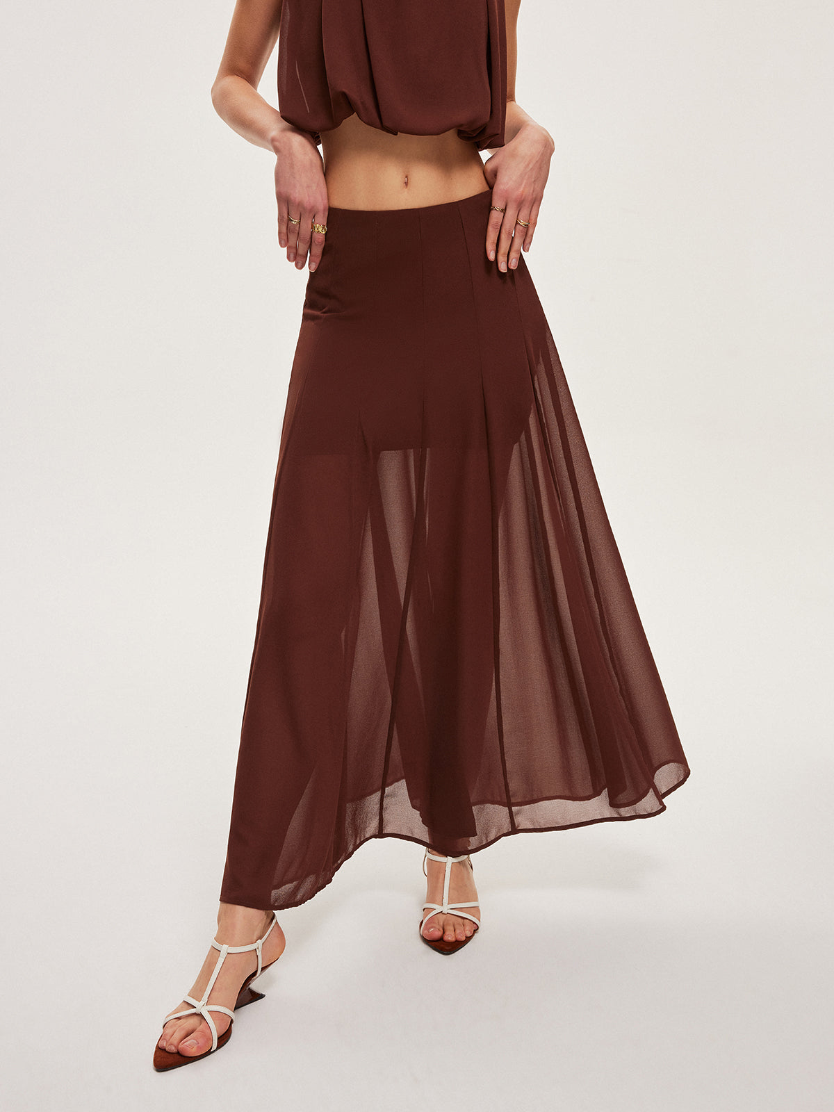 Chiffon Sleeveless Crop Top