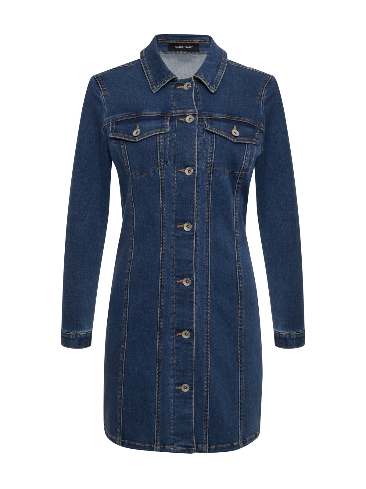 Sculpted Denim Mini Dress Royalty