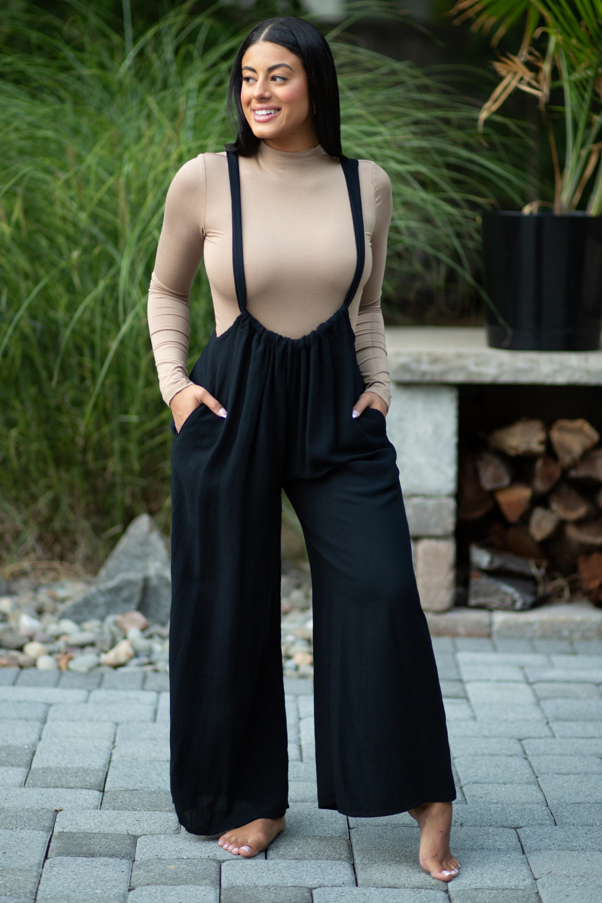 Black Suspender Overalls