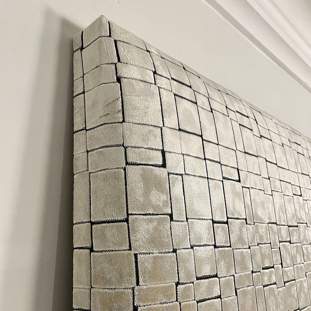 Alessi Black & Pearl Velvet Individual Padded Upholstered Double Width Wall Hanging Headboard Panel - 90cm