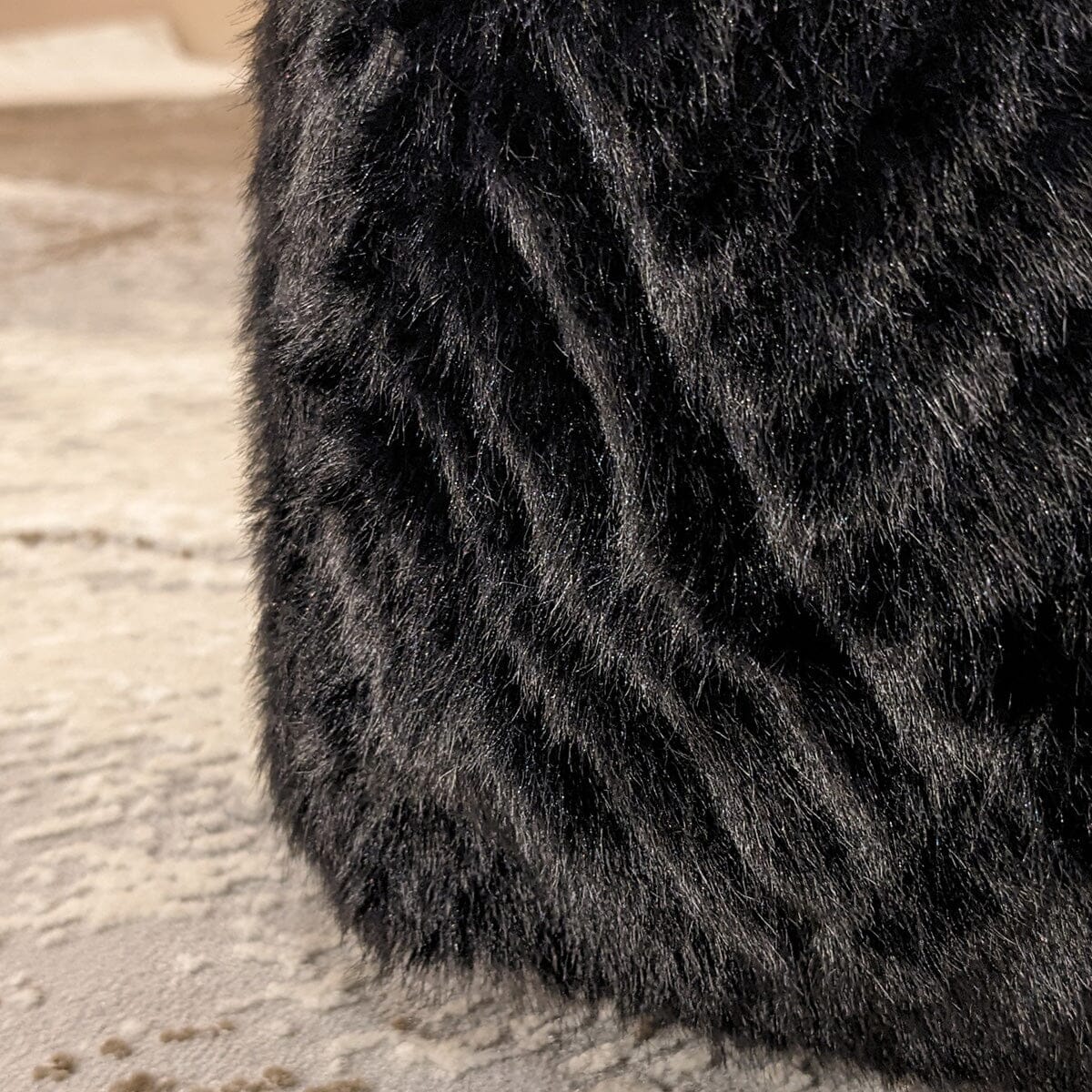 Black Faux Fur Geometric Door Stop