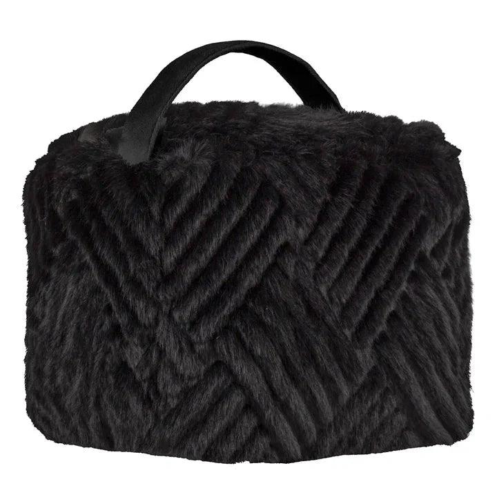 Black Faux Fur Geometric Door Stop
