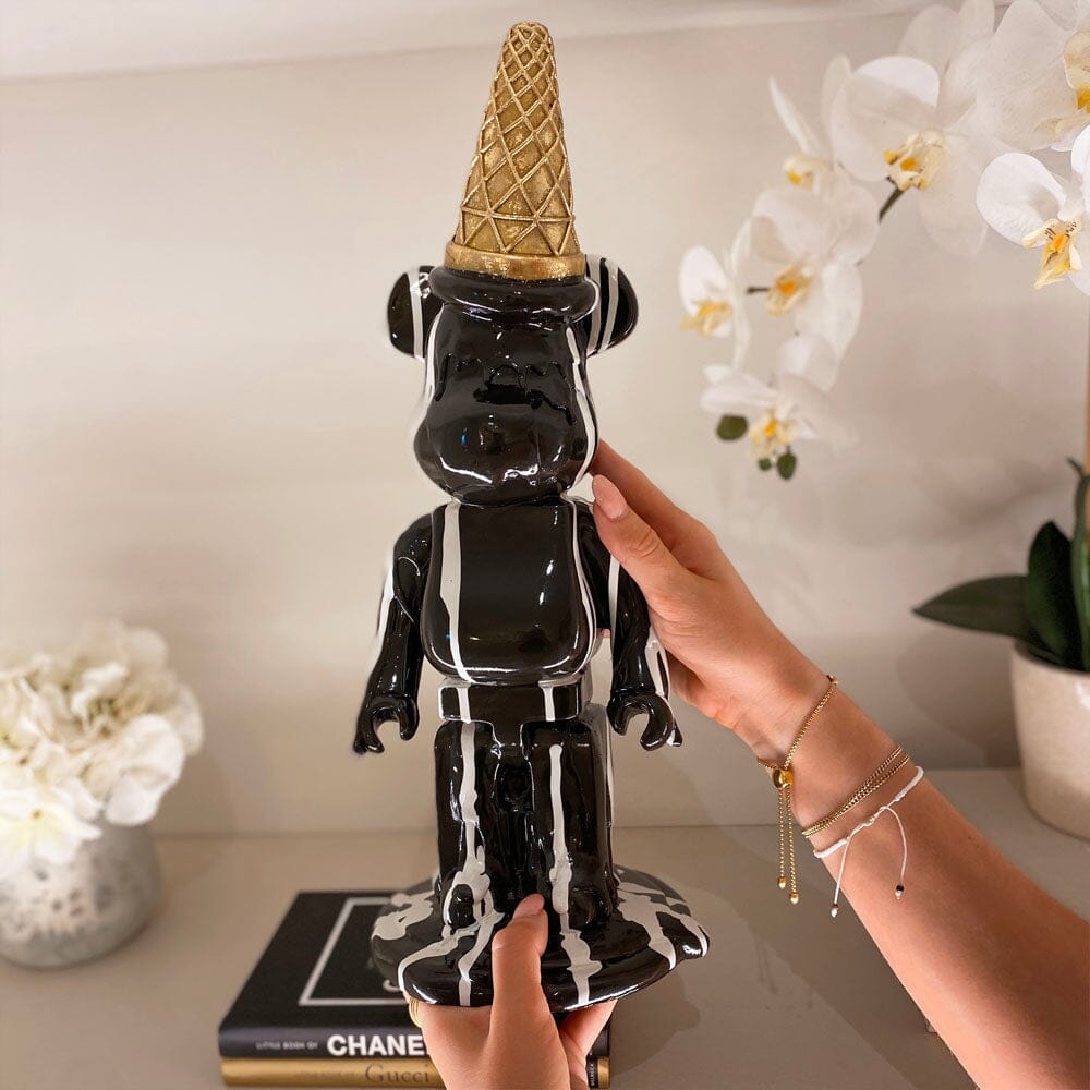 Black Ice Cream Cone Drip Bear Ornament