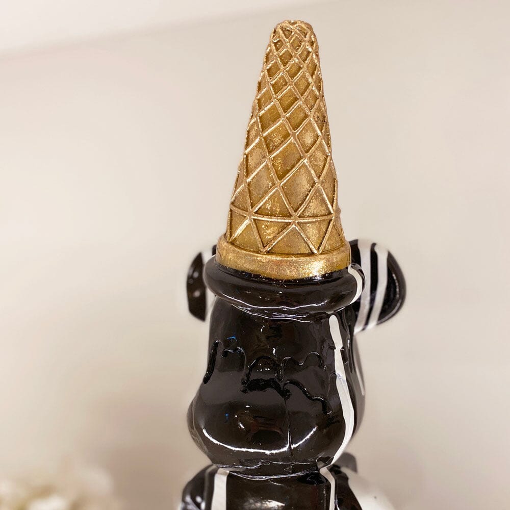 Black Ice Cream Cone Drip Bear Ornament