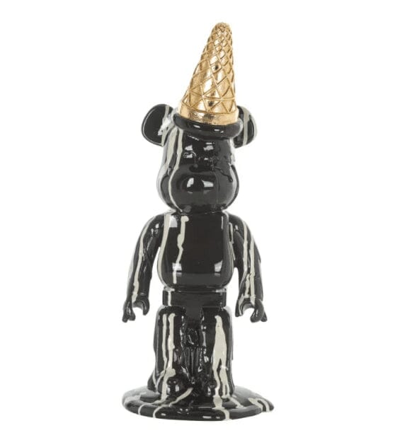 Black Ice Cream Cone Drip Bear Ornament