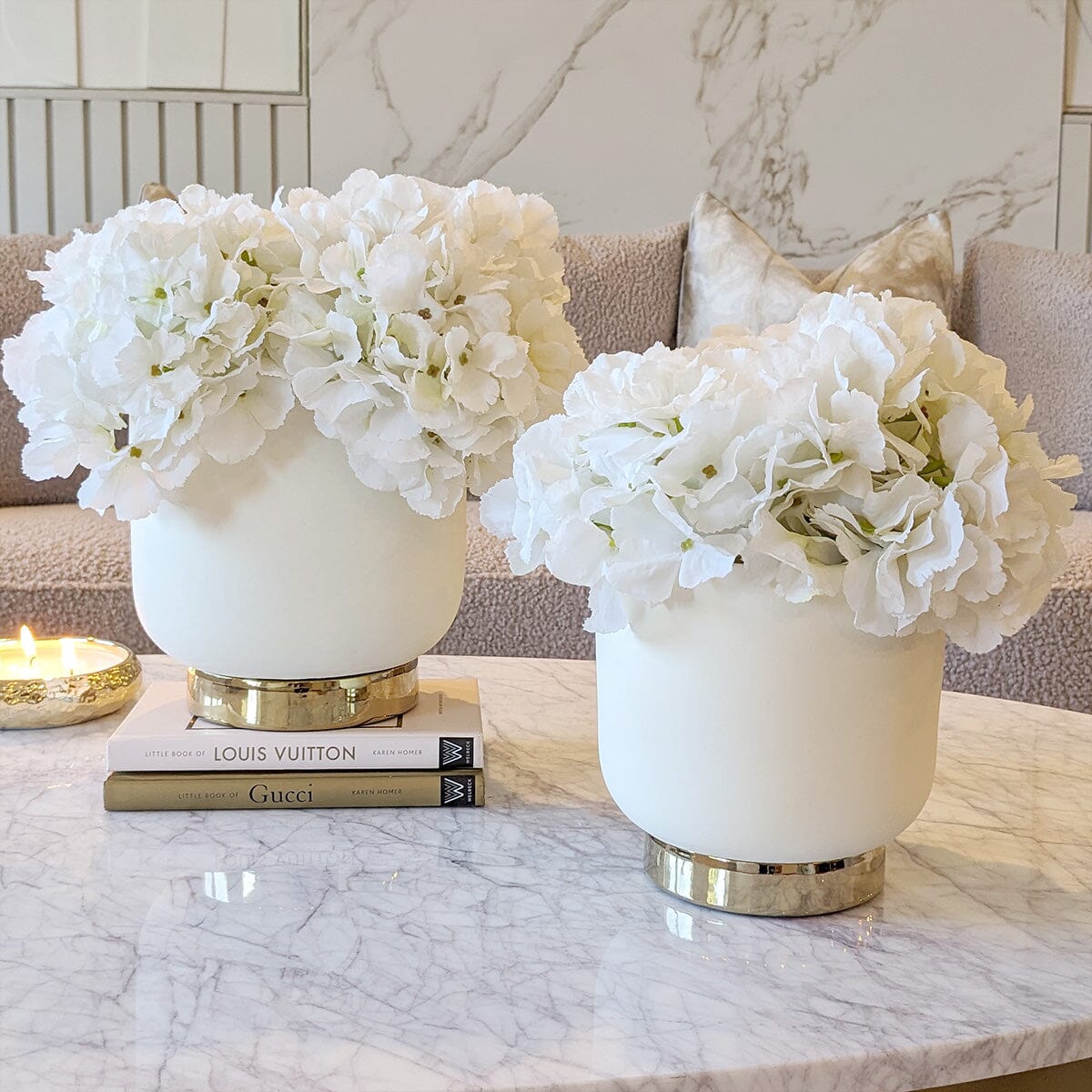 Cinzia Large Ceramic White & Gold Planter