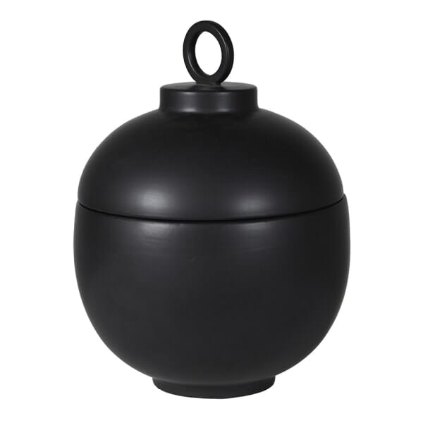Colton Large Black Ceramic Lidded Decorative Jar