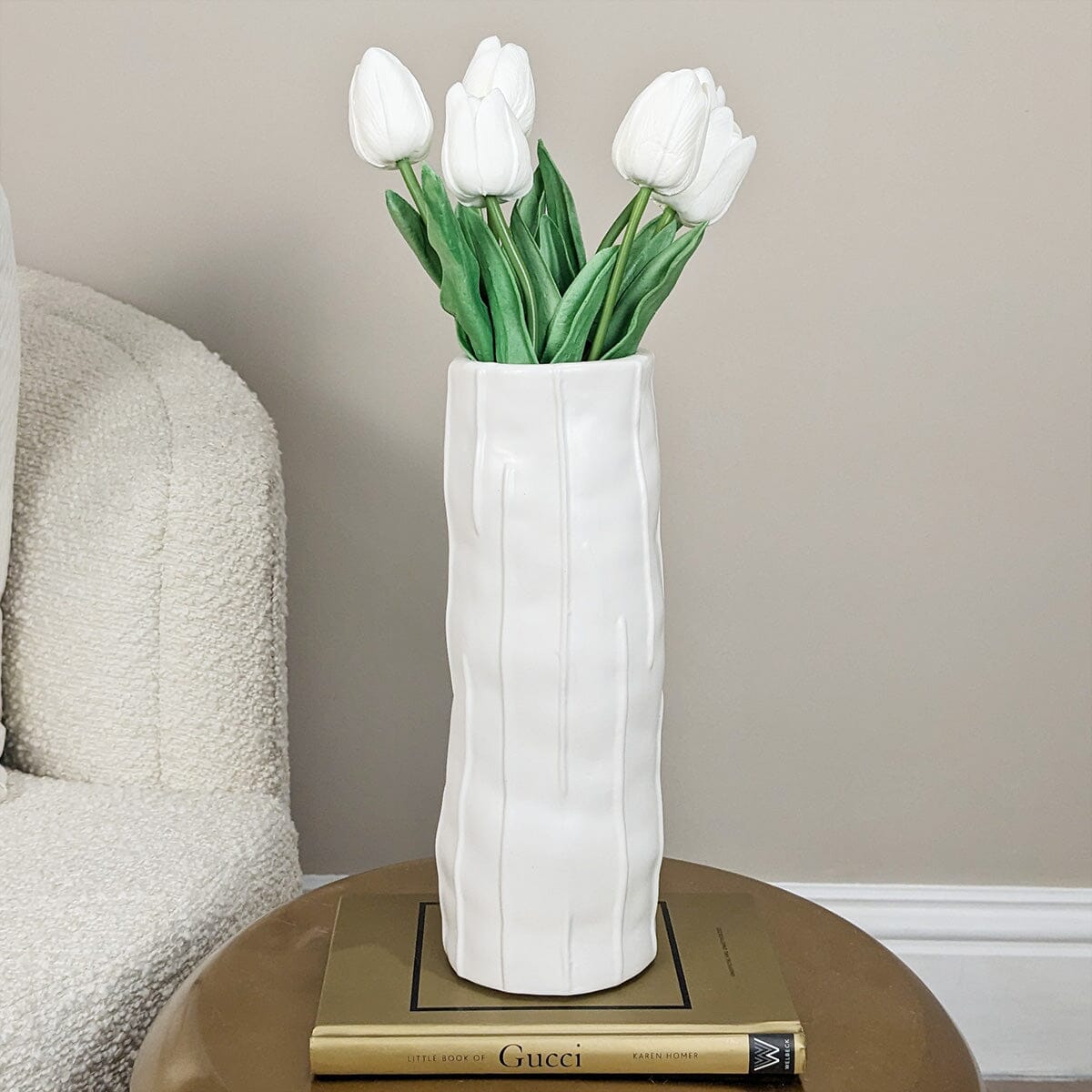 Corazi White Textured Abstract Vase