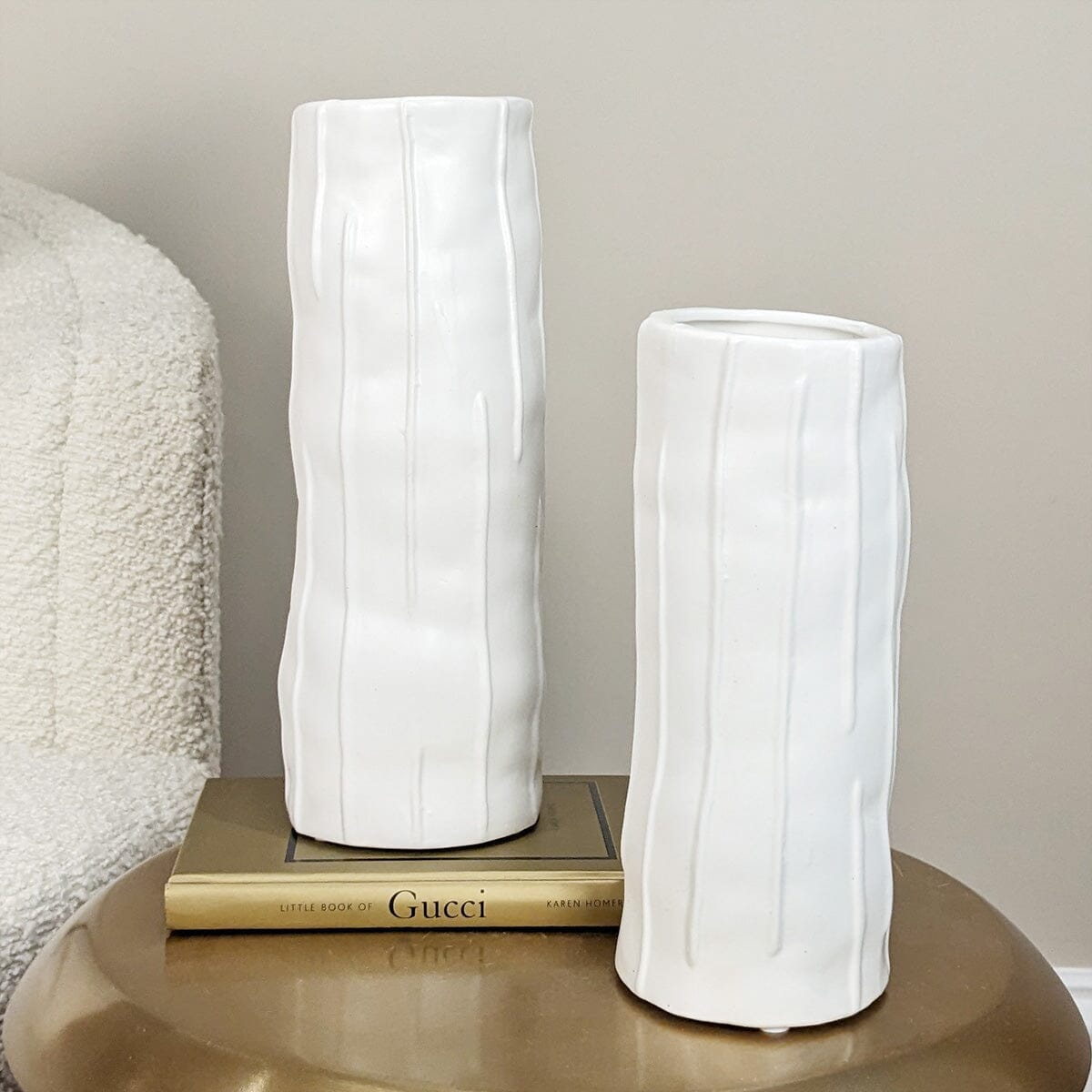 Corazi White Textured Abstract Vase