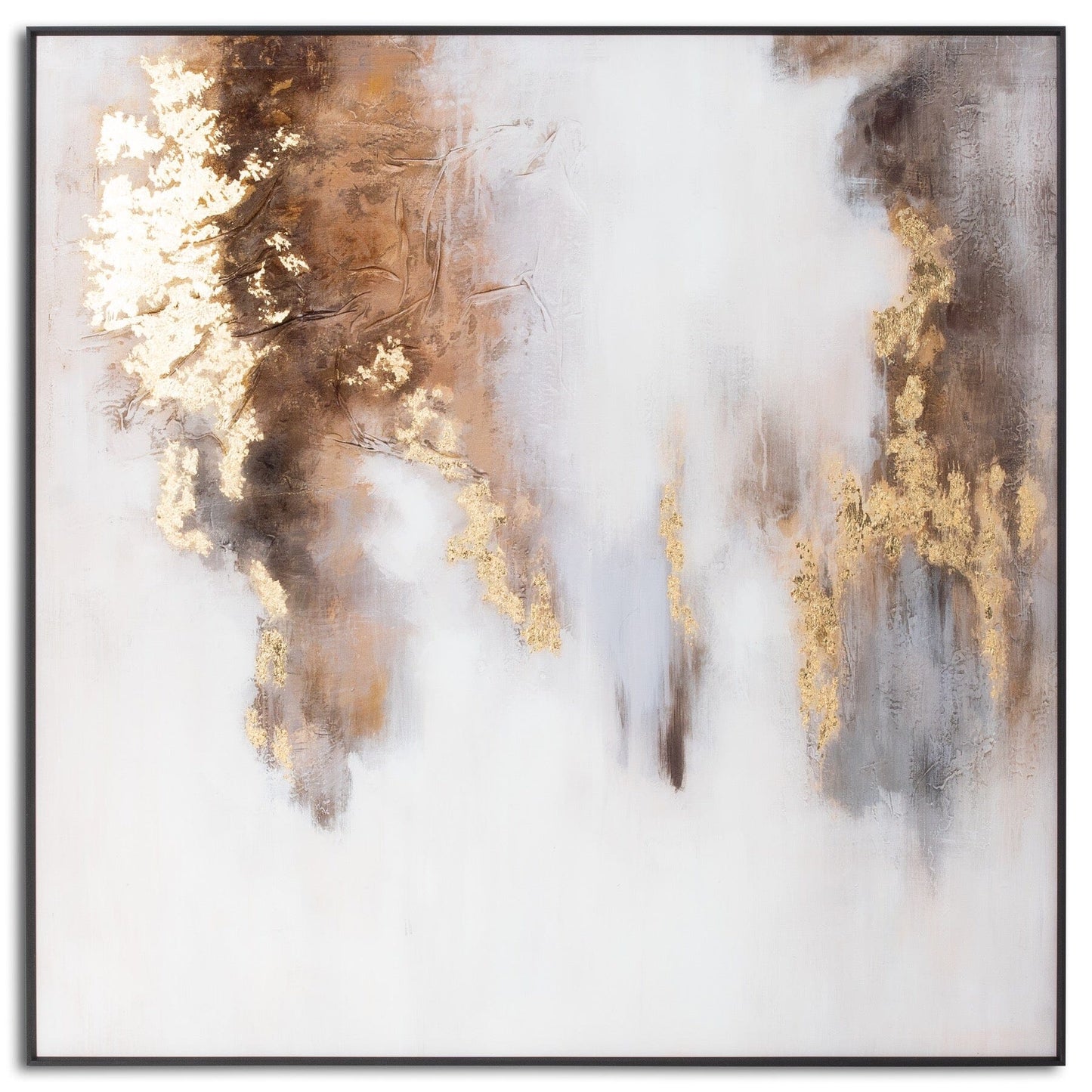Estela Metallic Gold Abstract Glass Print Wall Art