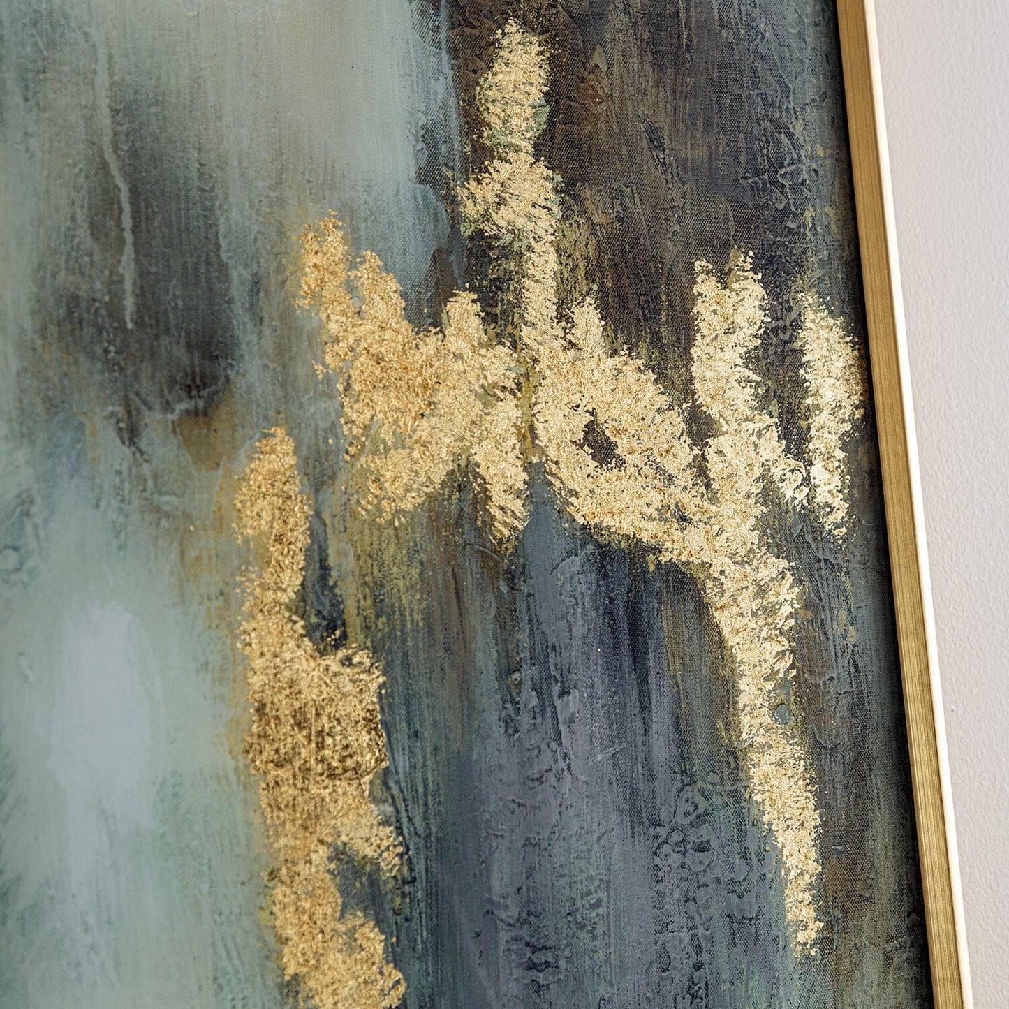Estela Metallic Gold Abstract Glass Print Wall Art