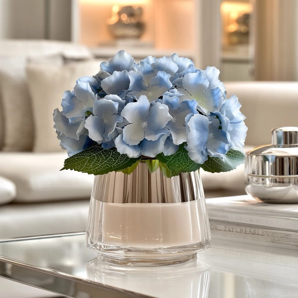 Faux Blue Hydrangea Bouquet of Flowers