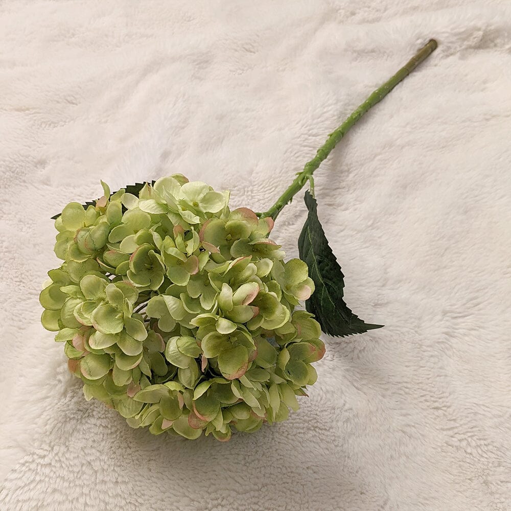 Green Faux Hydrangea Single Stem Flower