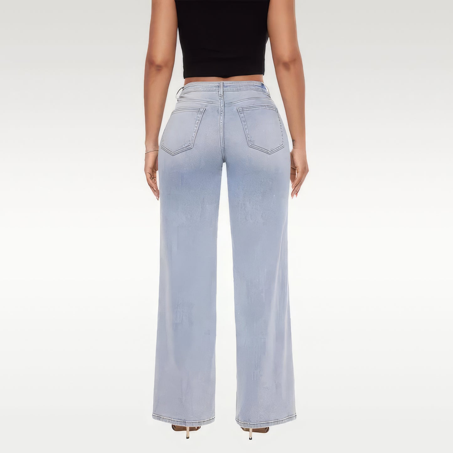 Stretchy Curve Hugging Wide Leg Denim Jeans