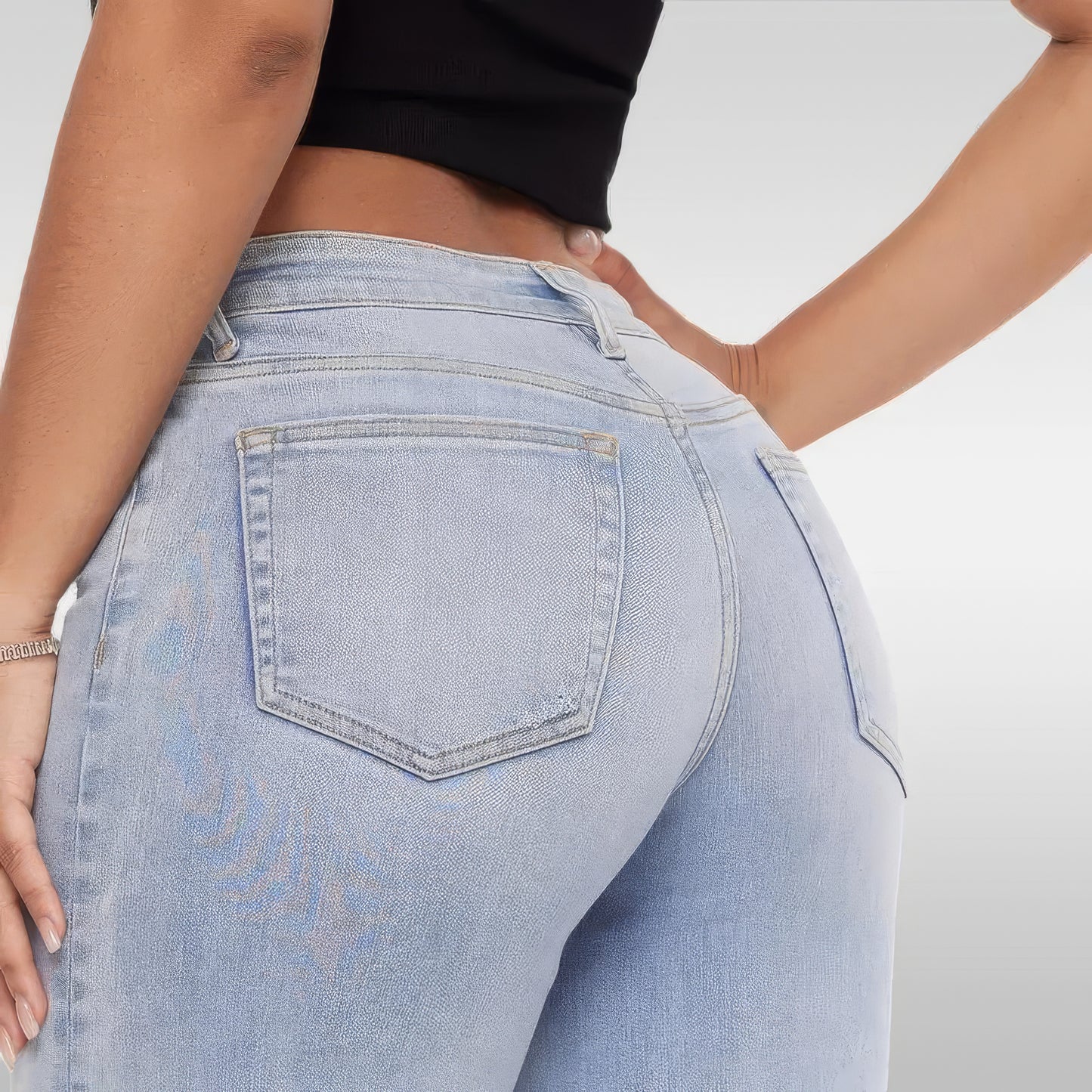 Stretchy Curve Hugging Wide Leg Denim Jeans