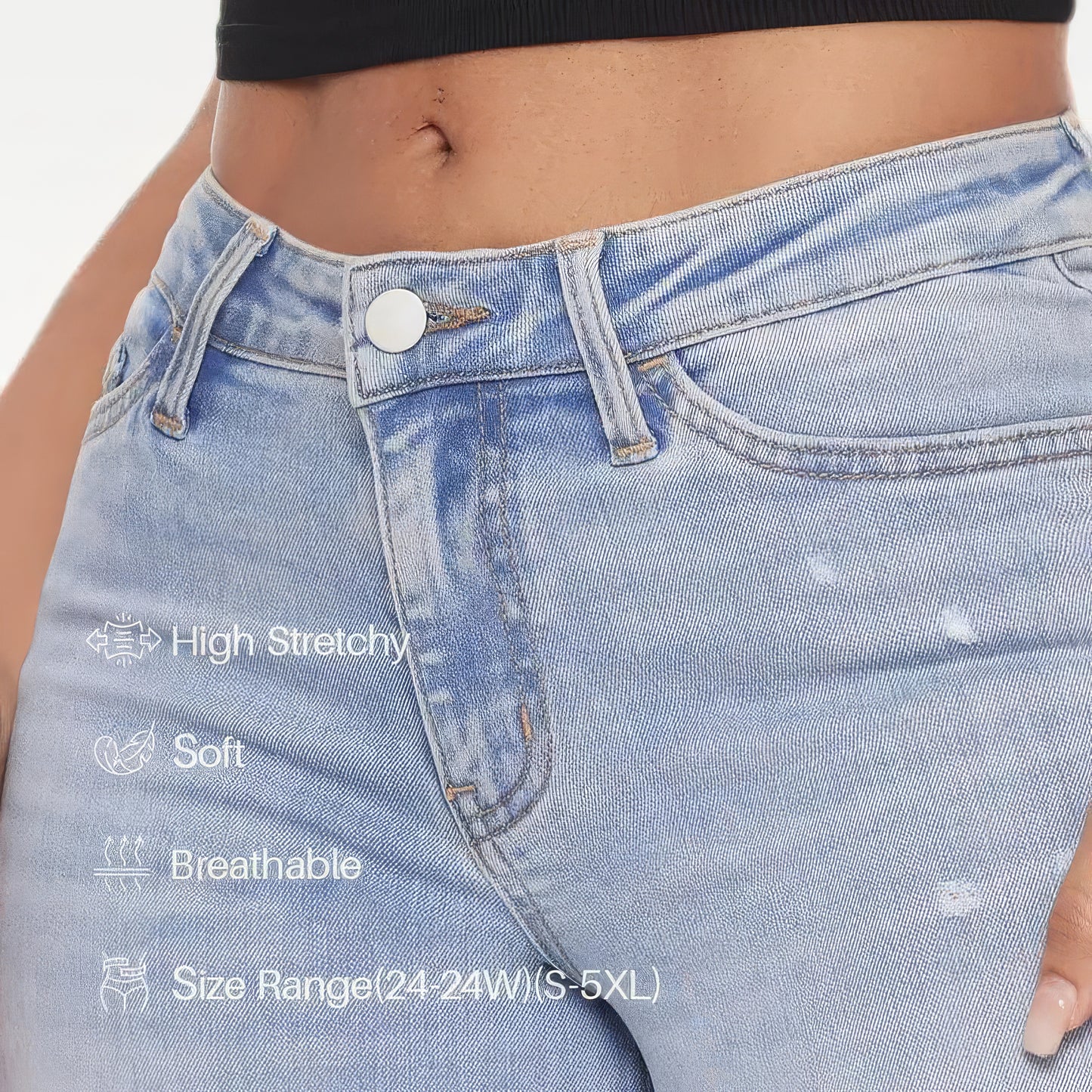 Stretchy Curve Hugging Wide Leg Denim Jeans