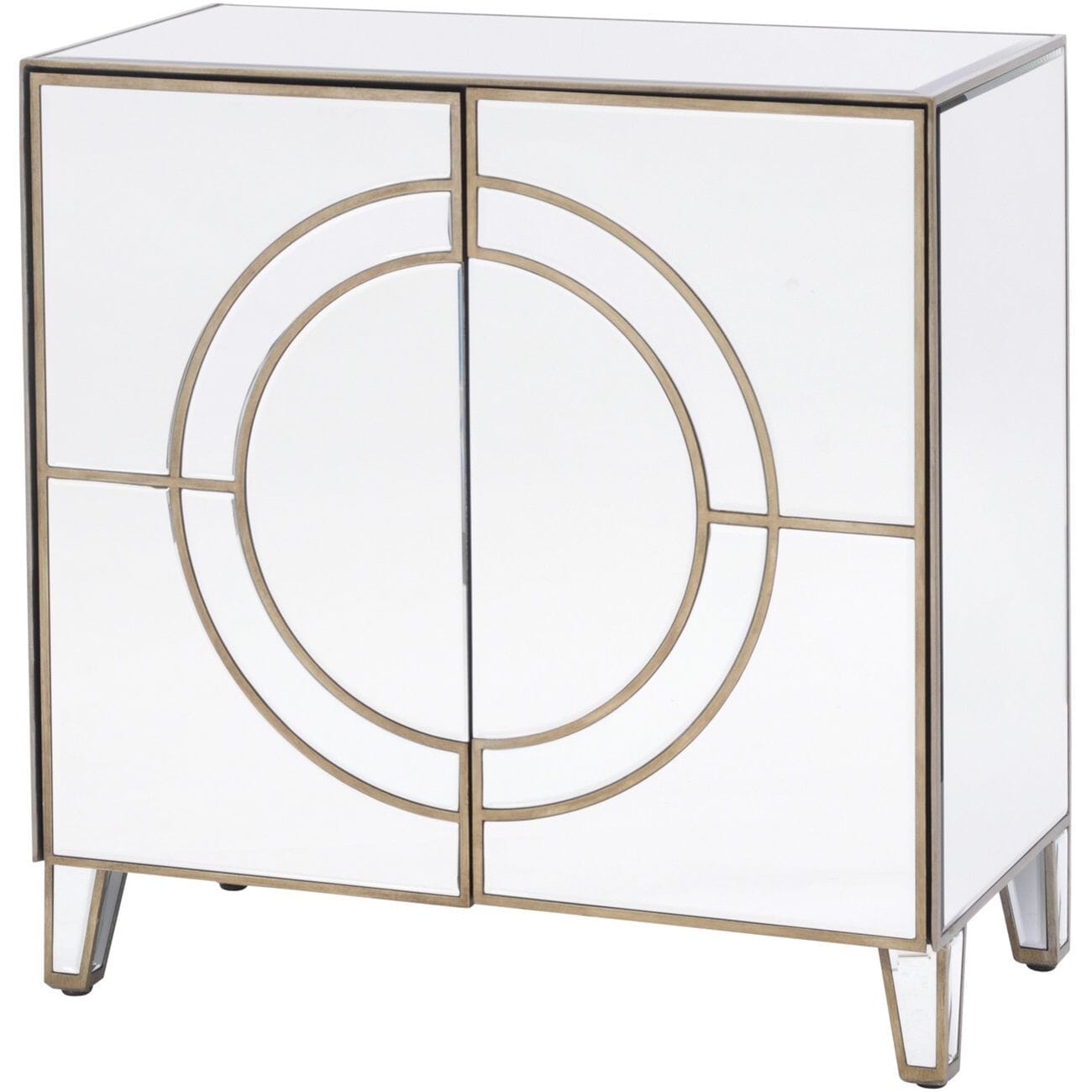 In Stock - Imani Luxury Mirrored & Gold 2 Door Cabinet