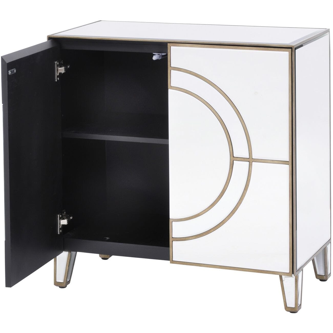 In Stock - Imani Luxury Mirrored & Gold 2 Door Cabinet