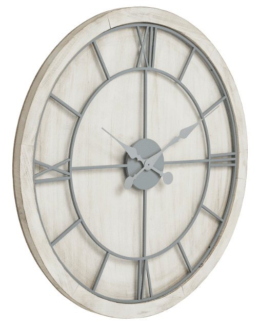 In Stock - Porter Distressed White Wash Round Wall Clock