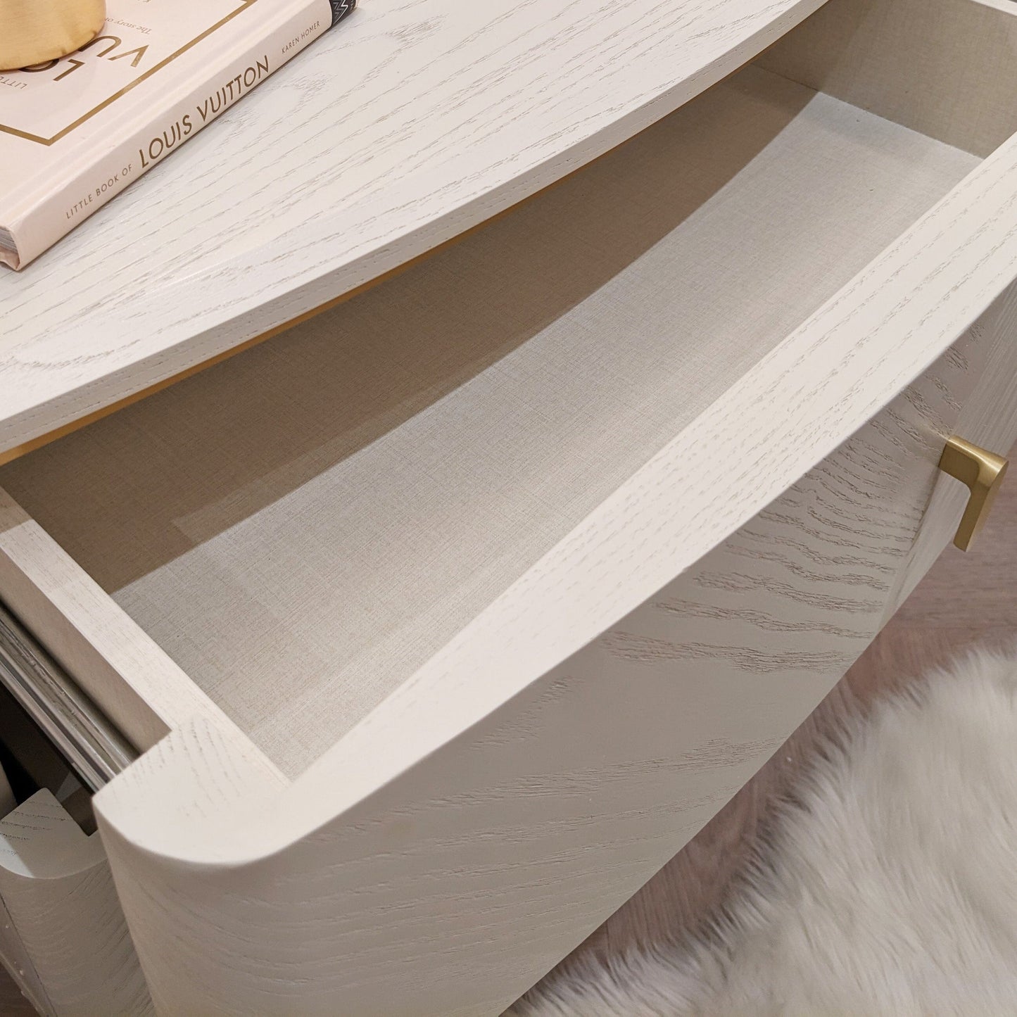 In Stock - Putney Ivory & Gold 2 Drawer Bedside Table