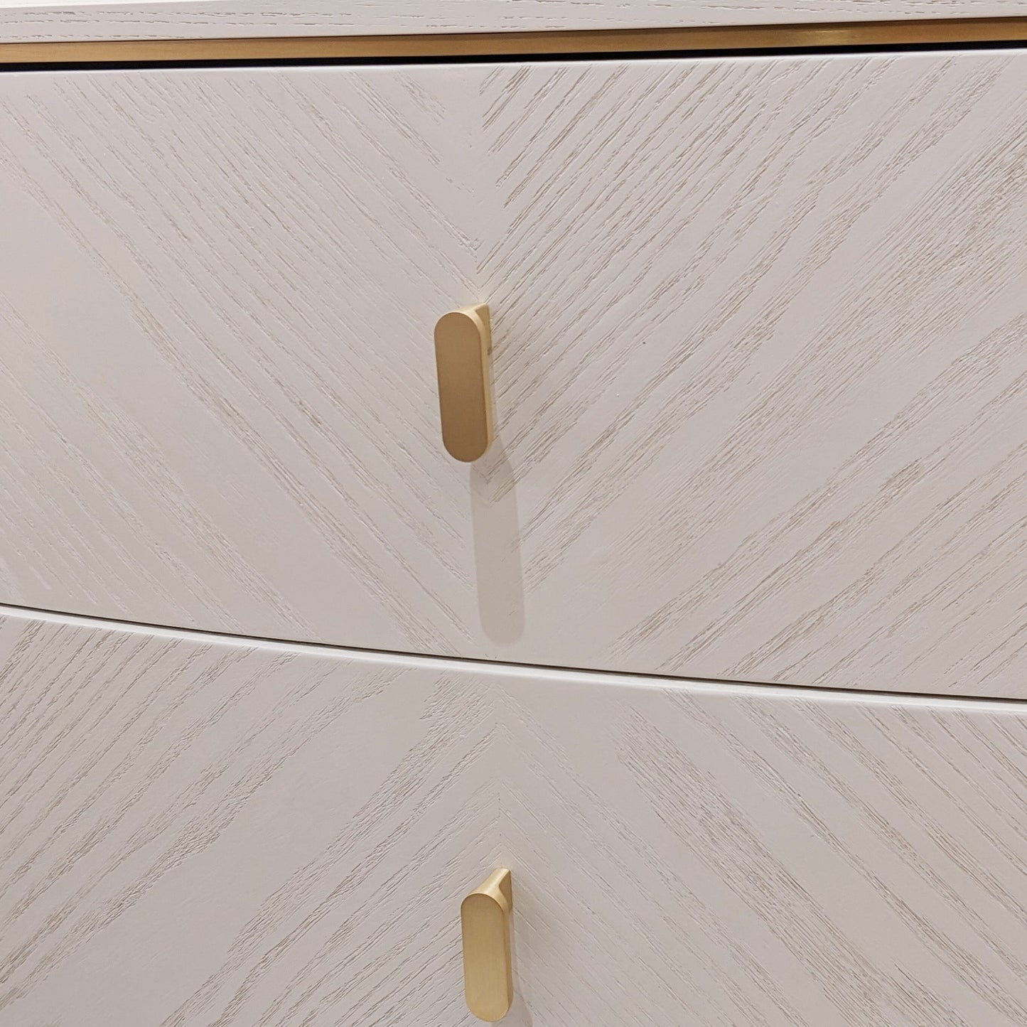 In Stock - Putney Ivory & Gold 2 Drawer Bedside Table