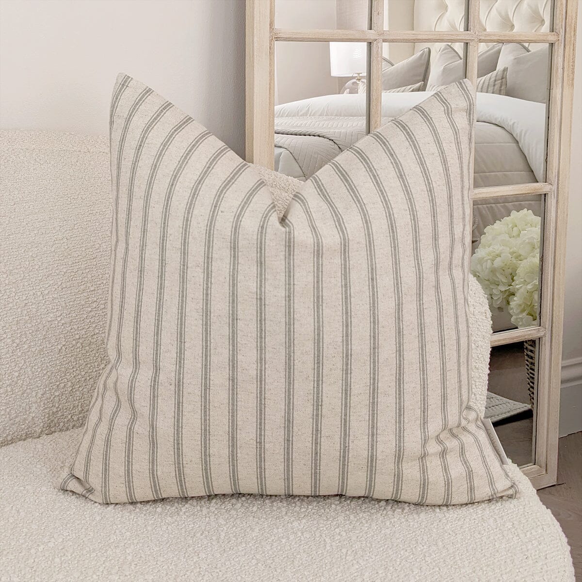 Kashmira Sage Green Striped Cushion - 50x50cm
