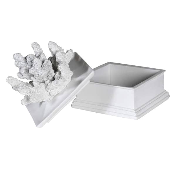 Kynance Square Faux White Coral Trinket Box