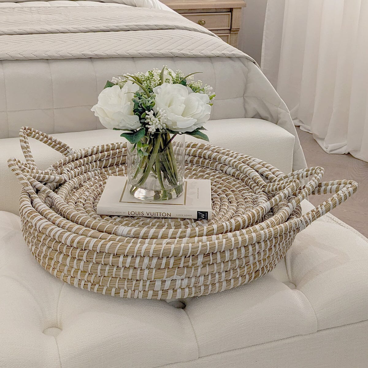 Maiden Natural Woven Round Trays - Set of 3