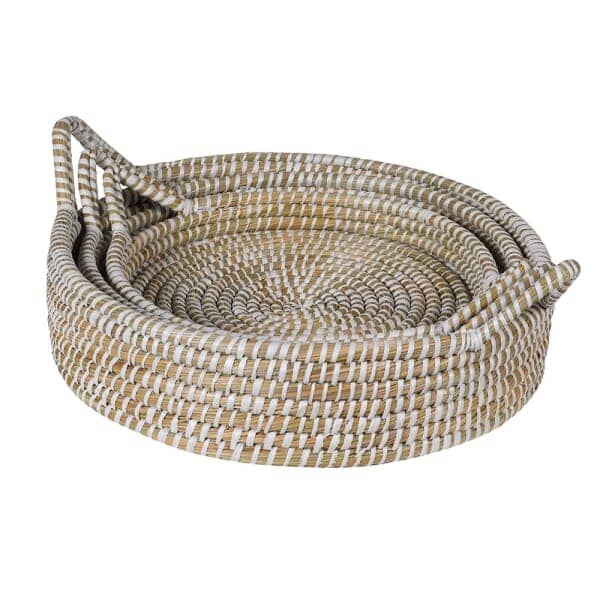 Maiden Natural Woven Round Trays - Set of 3