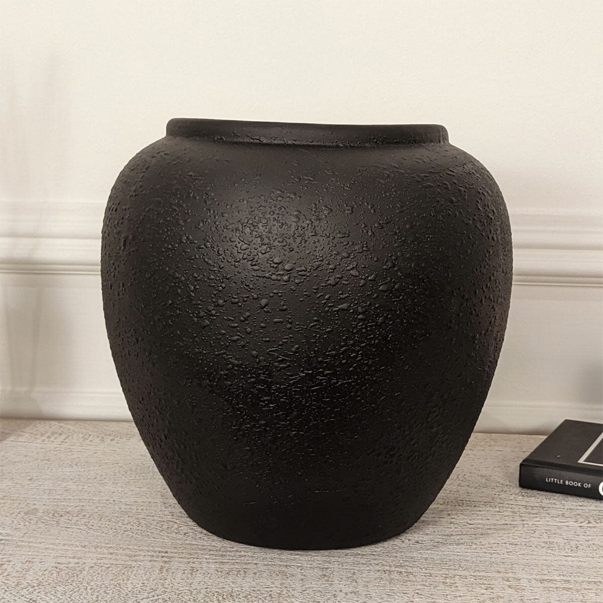 Odette Black Textured Ceramic Vase