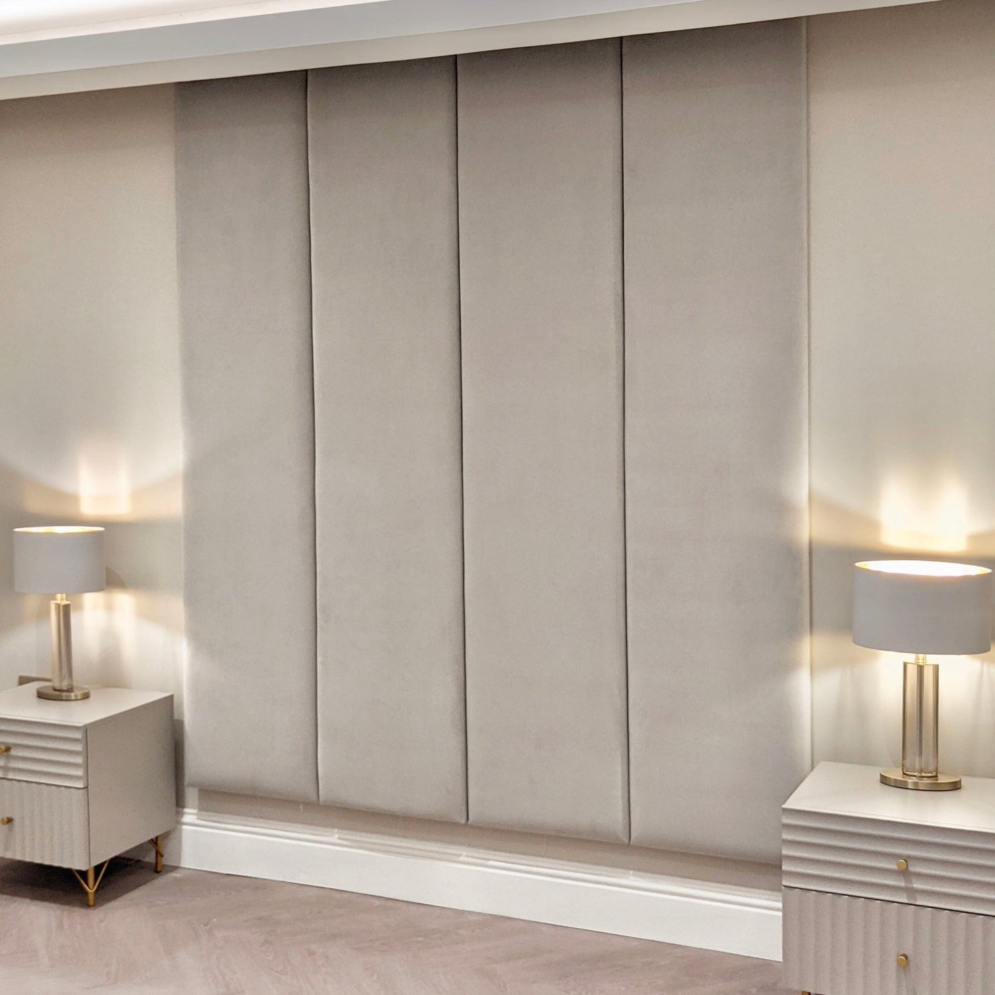 In Stock - Smoke Grey Velvet Individual Upholstered Headboard Panel - 45cm