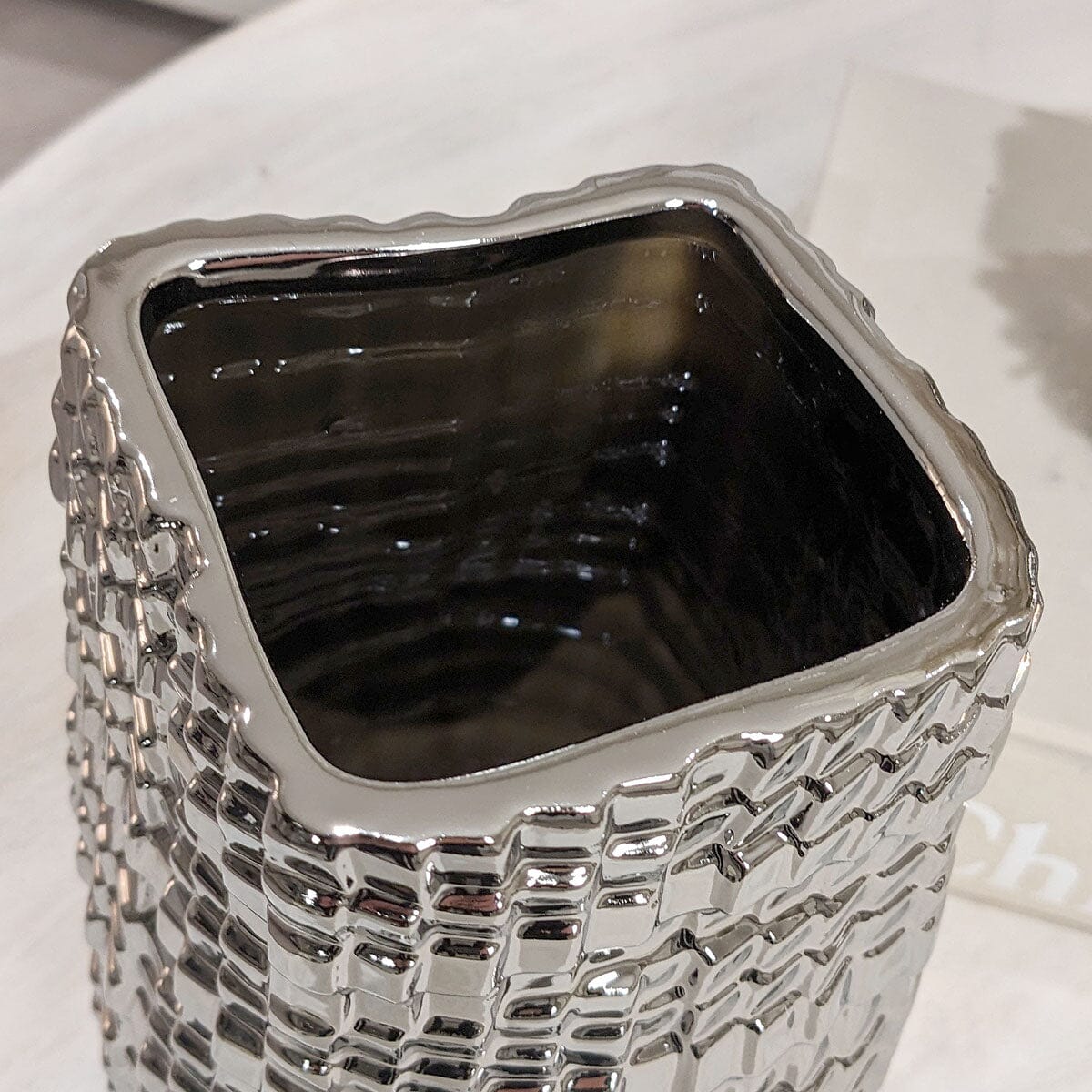 Vieste Large Silver Abstract Vase