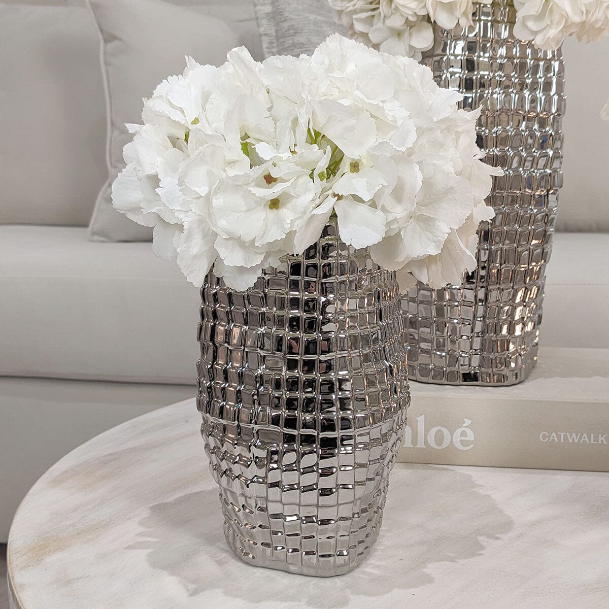 Vieste Medium Silver Abstract Vase
