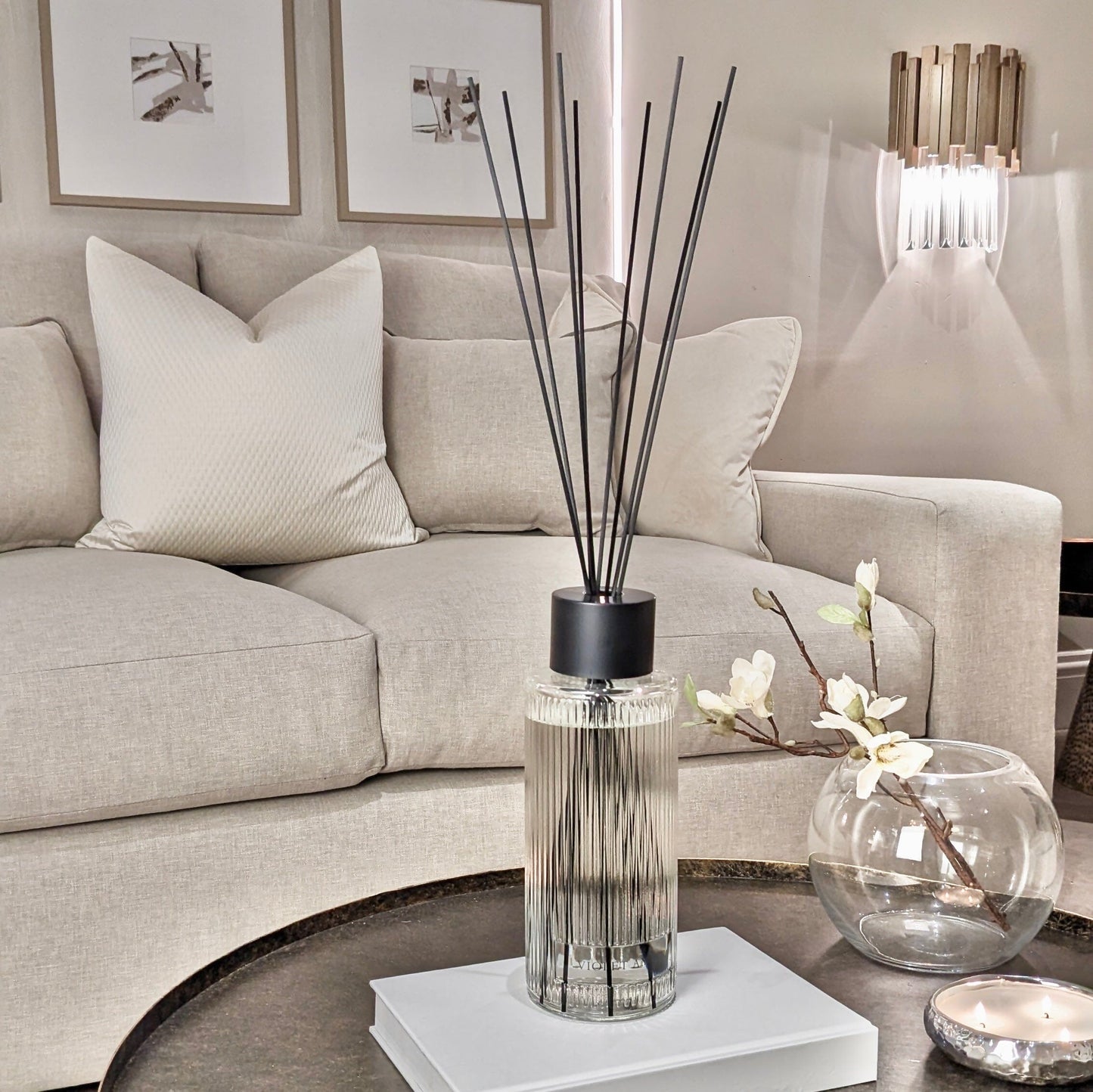 Violet Amber XL Ribbed Reed Diffuser - 1200ml
