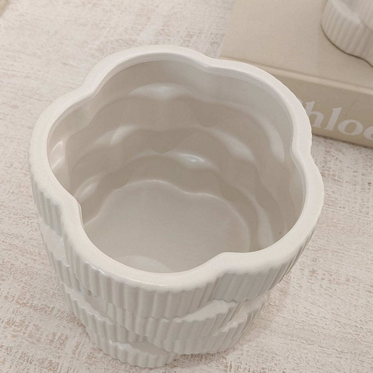 Willow Large White Ribbed Ceramic Vase