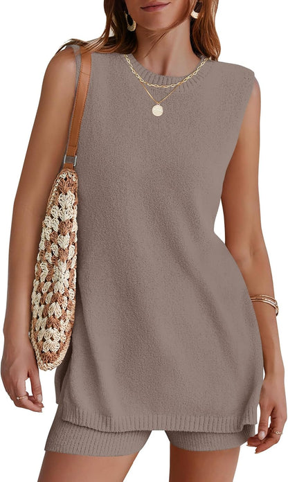 Women's Sleeveless Sweater Lounge Set