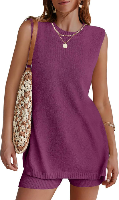 Women's Sleeveless Sweater Lounge Set