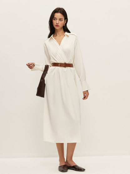 Belted Wrap-Style Shirt Dress