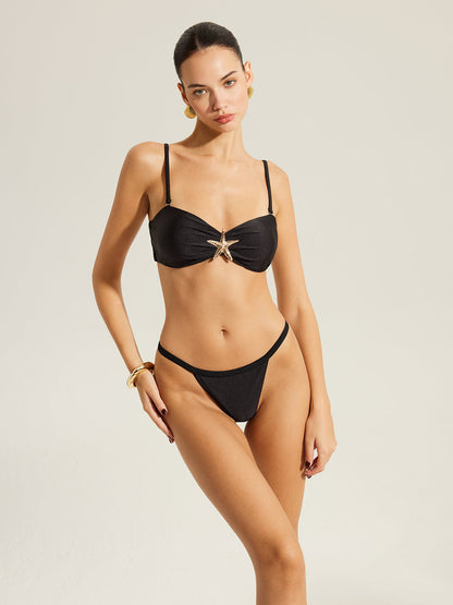 Golden Starfish Bikini Set With Cover-Up Skirt