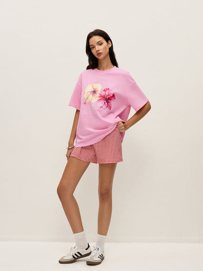 Cotton Floral Graphic Oversized T-Shirt