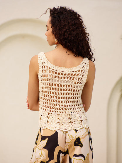 Sheer Crochet Knit Tank Top