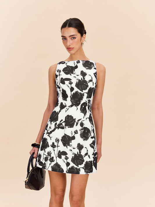Backless Floral Print Dress