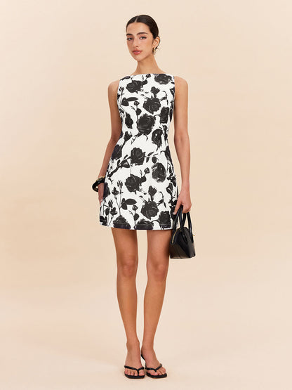 Backless Floral Print Dress