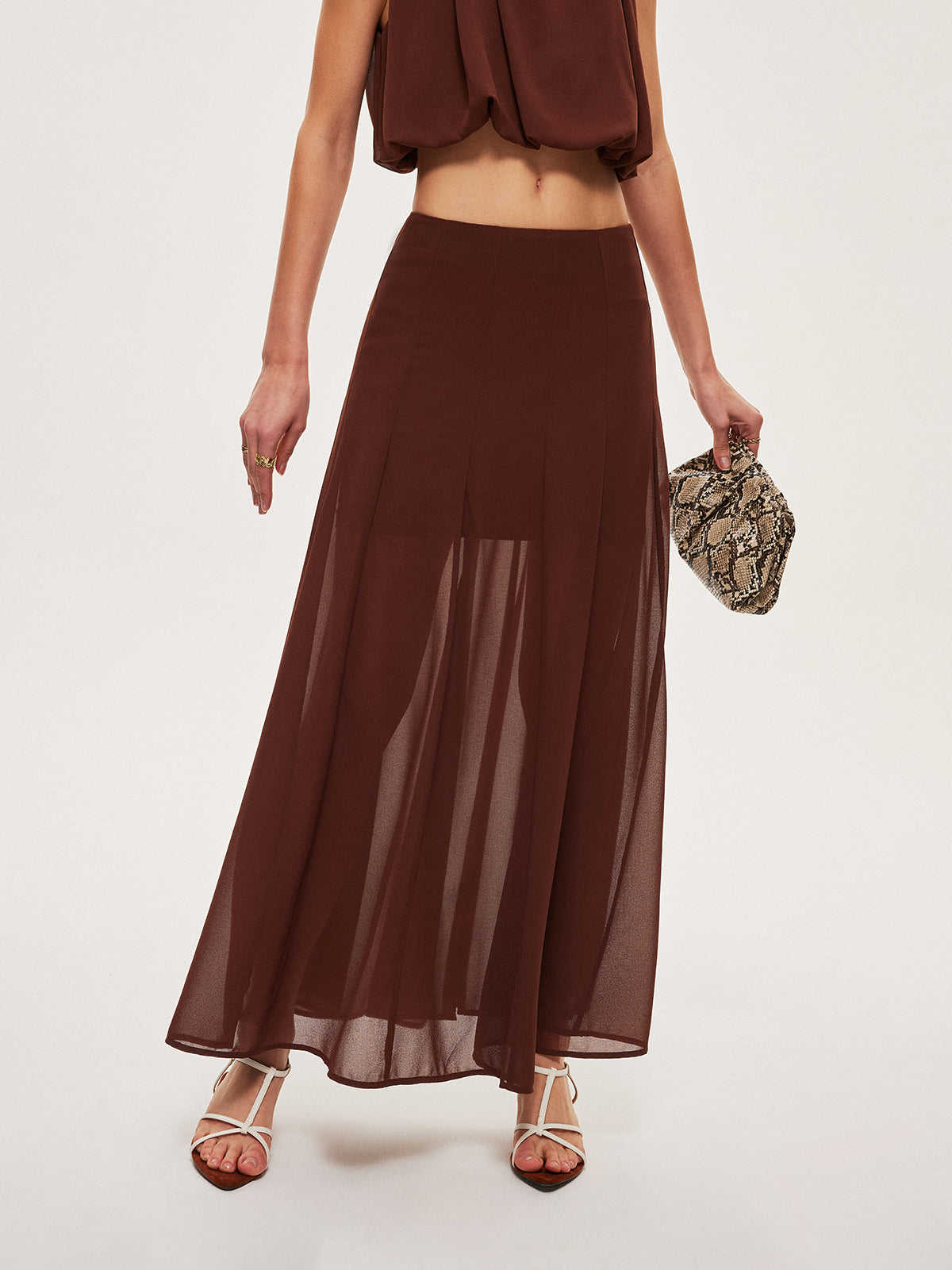 Chiffon Sleeveless Crop Top