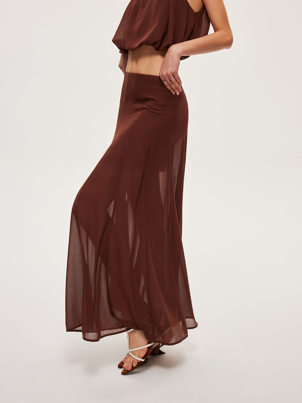 Chiffon Sleeveless Crop Top