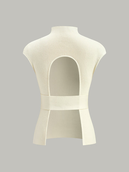 Backless Ribbed Knit Top