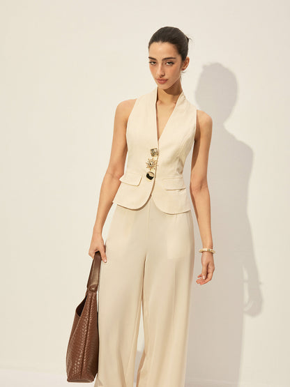 Cotton & Linen Decor Pockets Vest