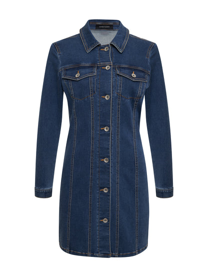 Sculpted Denim Mini Dress Royalty