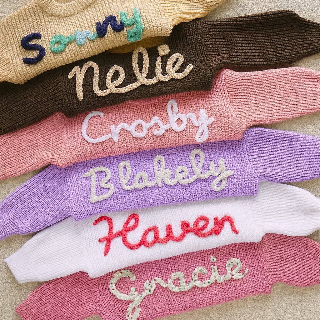 Personalized Hand embroidered Name Baby Sweater
